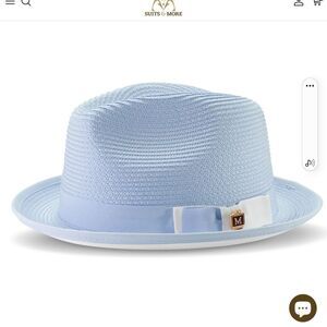 MONTIQUE MEN'S CAROLINA/WHITE BOTTOM BRAIDED STINGY BRIM PINCH FEDORA HAT. H-78